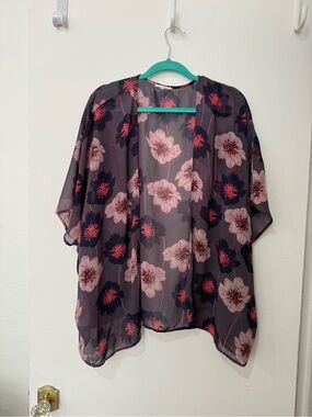 Maurices Floral Print Top in Navy and Red